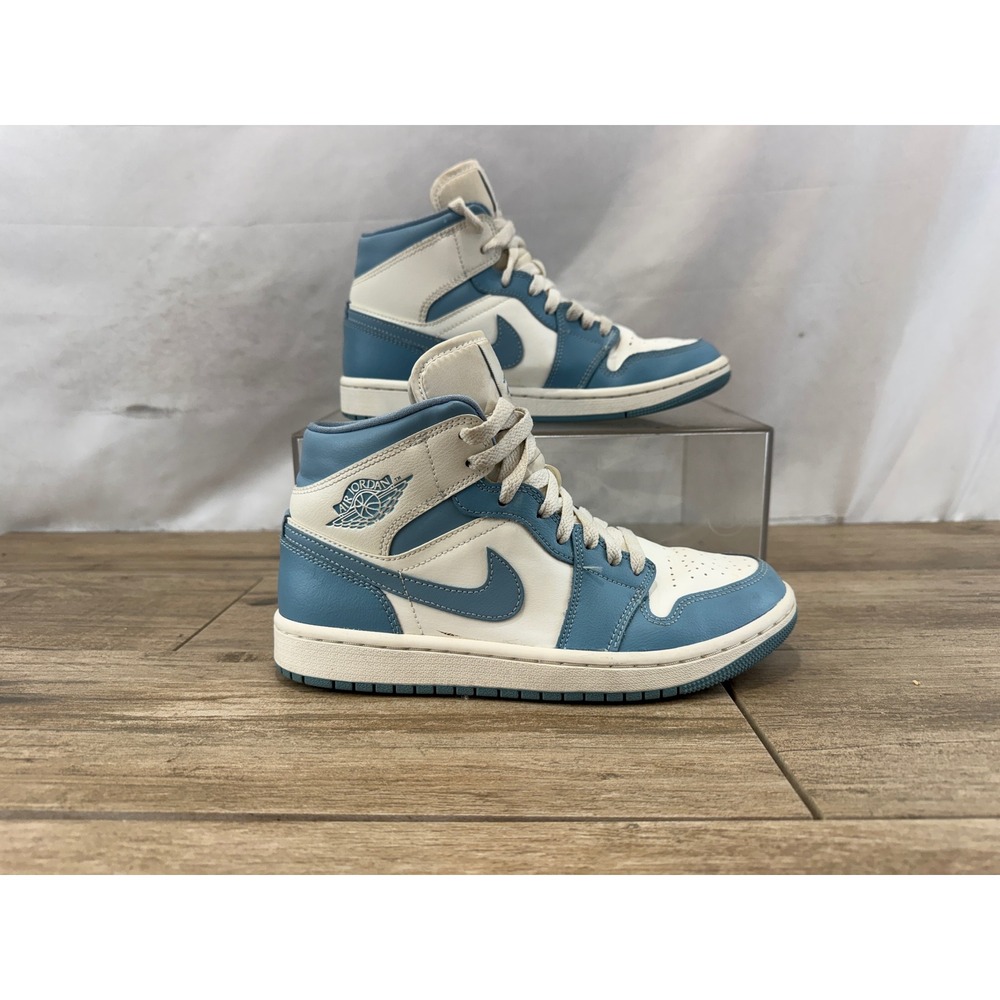 Nike‎ Air Jordan 1 Mid Marina Blue White Basketball Shoes BQ6472-141 Size 7.5